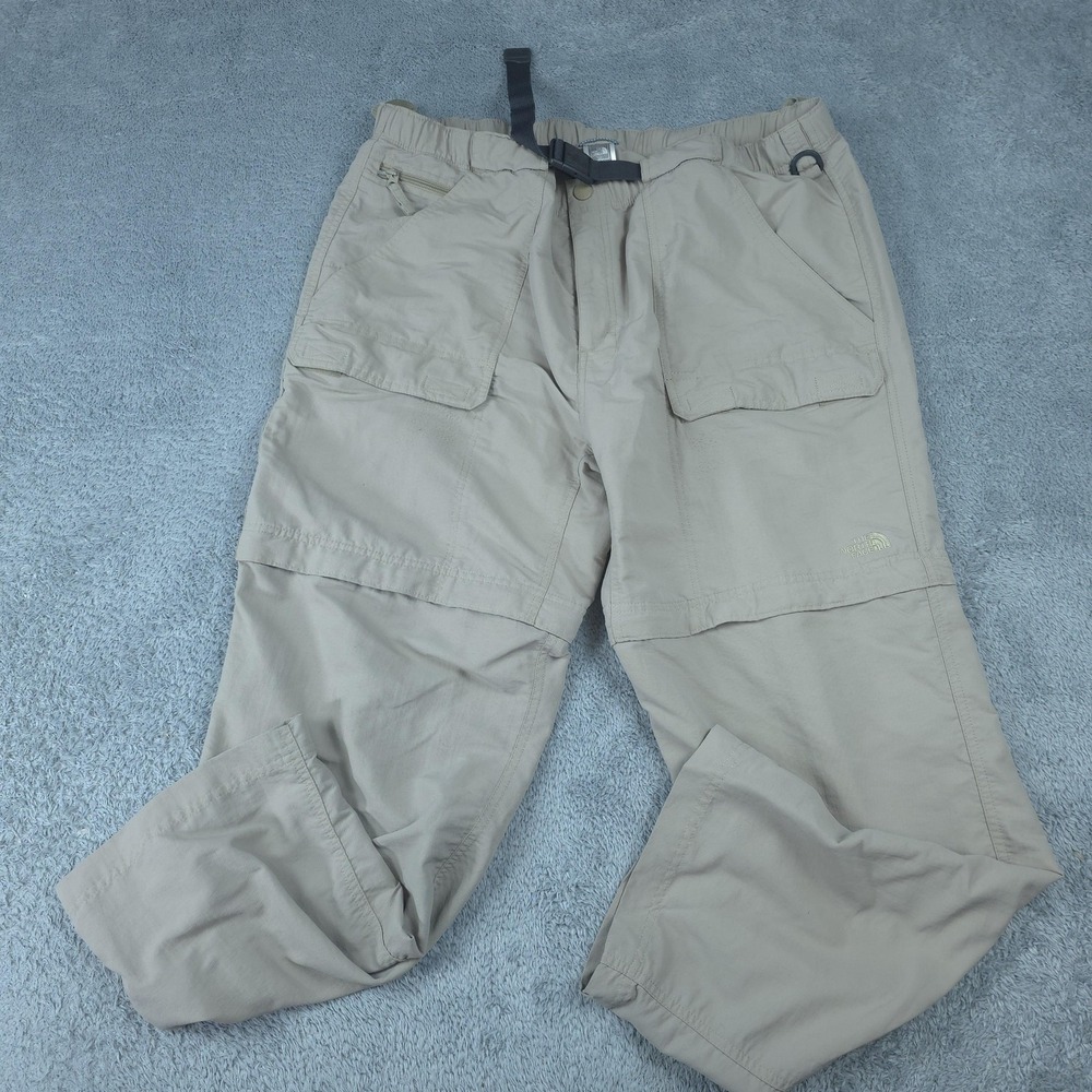 The North Face Convertible Pants Mens XL Short Beige Hiking Nylon Zip Off